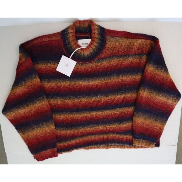 Pistola Carlen Women's Sz XL Multicolor Striped Mock Neck Oversized Sweater $198 - Picture 3 of 8